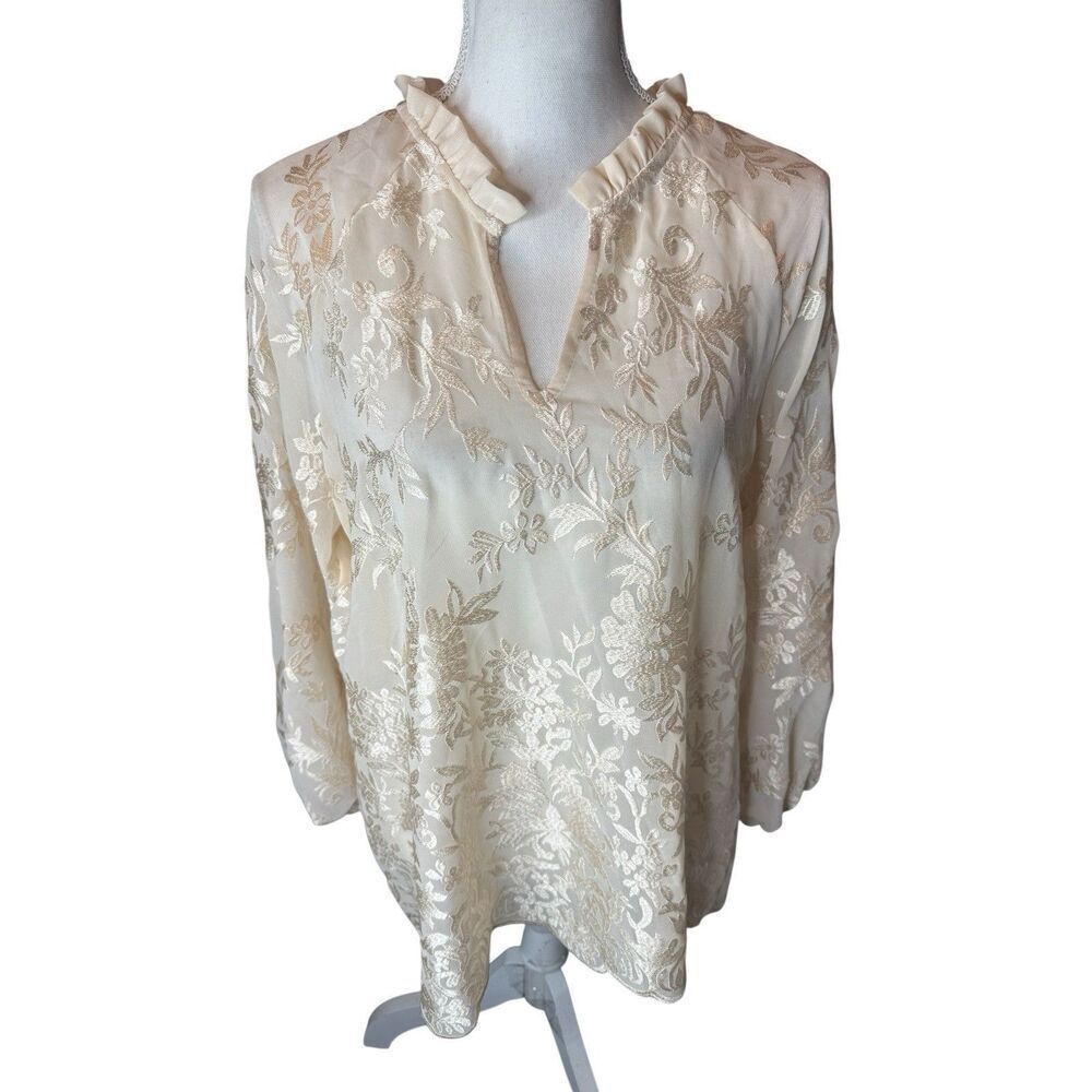 Soft Surroundings Tresa Sheer Lace Tunic Blouse Fairy Boho Cottage Core Sz M NWT
